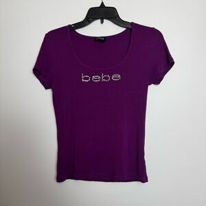 Bebe Jewel-Embellished Purple Tee